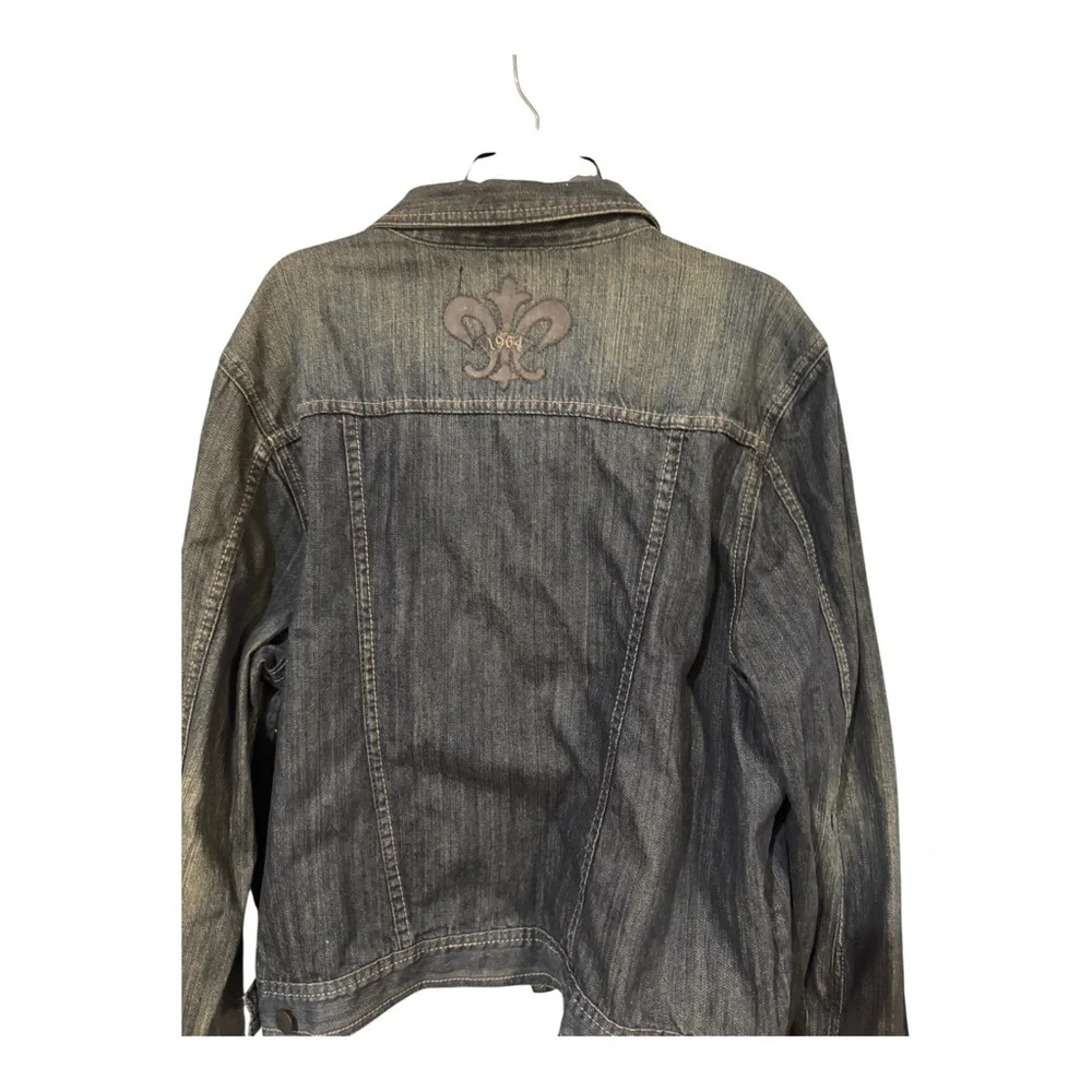 Seven7 Denim Jacket XL Dark Wash Embroidered Back Trucker NWT Womens